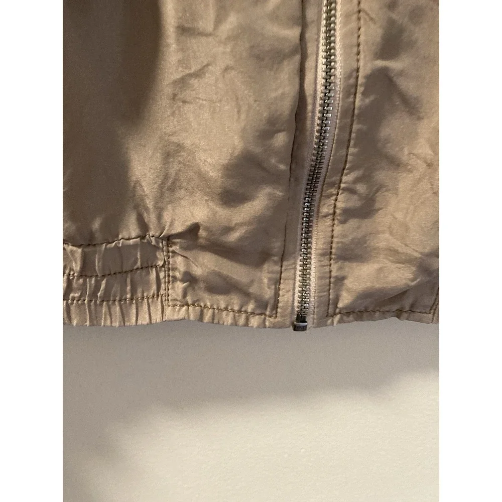 Cartonnier Anthropologie Pia Silk Bomber Jacket Zip Utility Size S Khaki‎ Tan